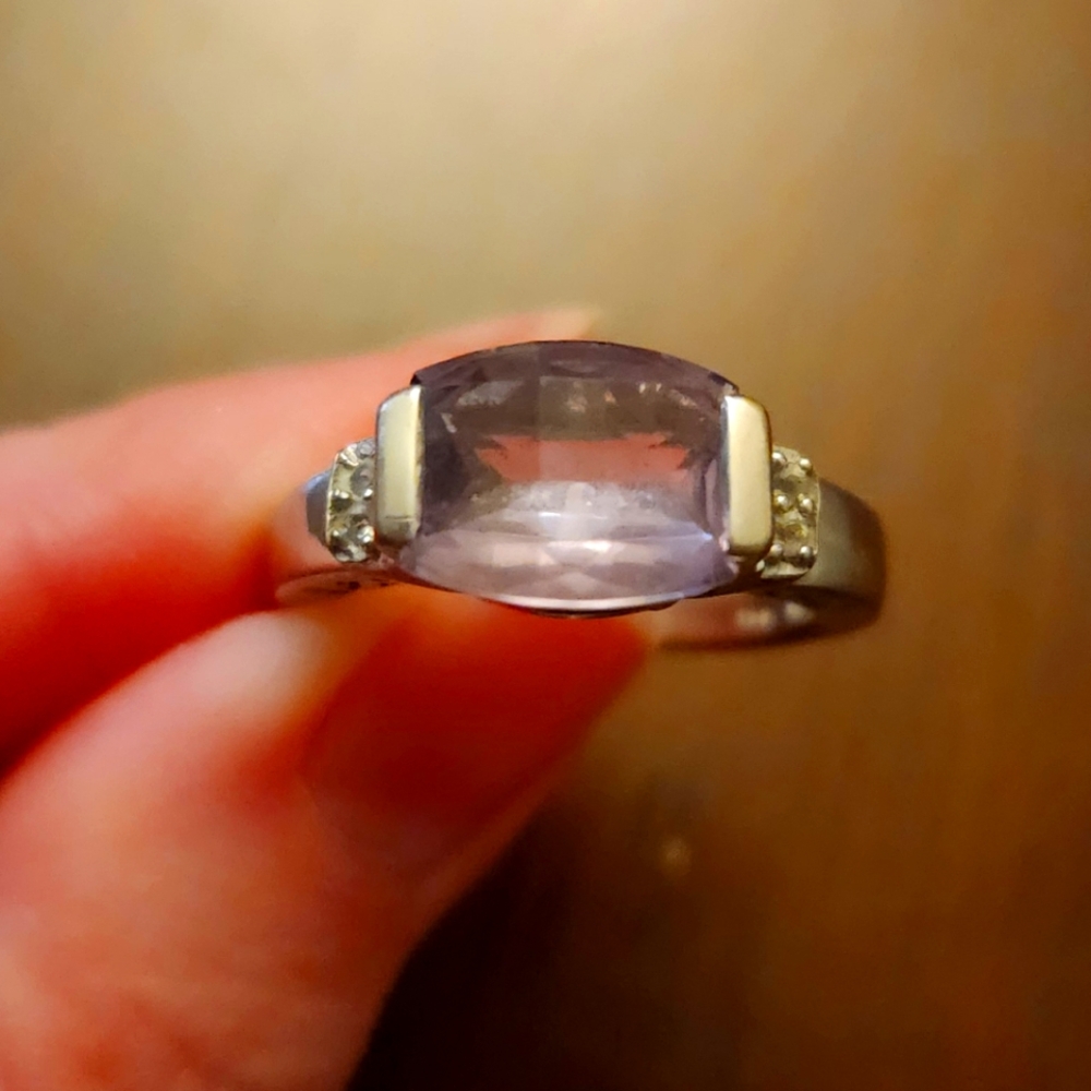 Amethyst & White Topaz Silver Ring